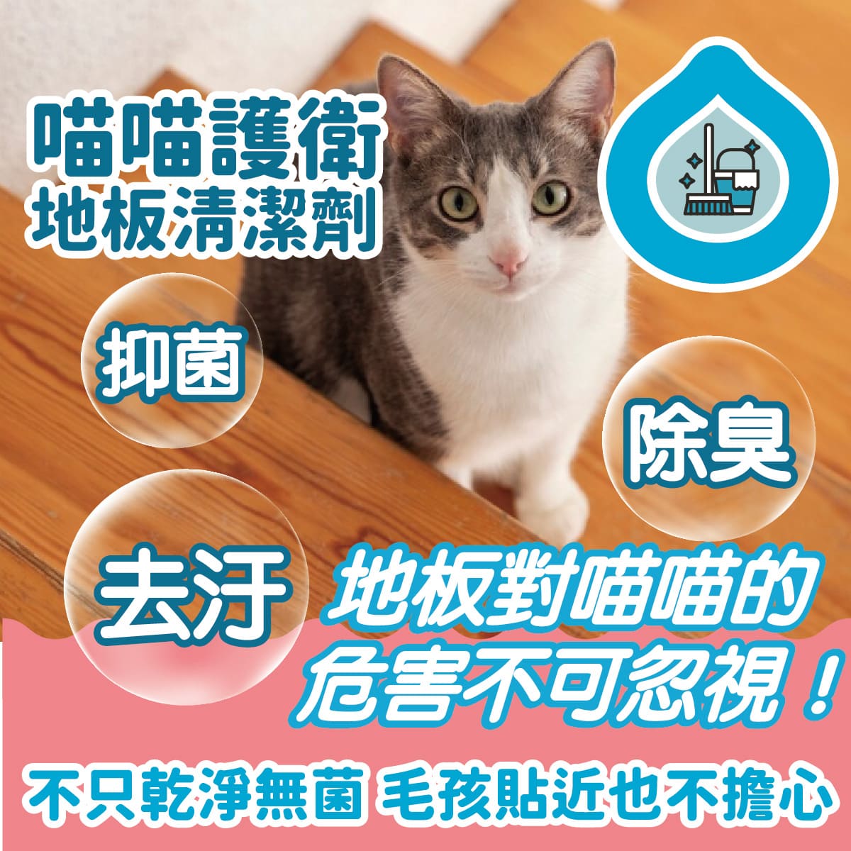 【臭味滾ODOUT】貓 地板清潔 180ml 濃縮無香精