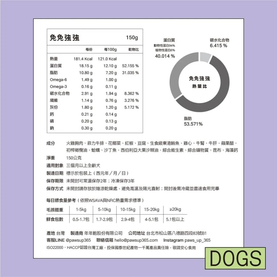 年年 狗狗主食鮮食包【免免強強】沙丁魚燉青花濃湯