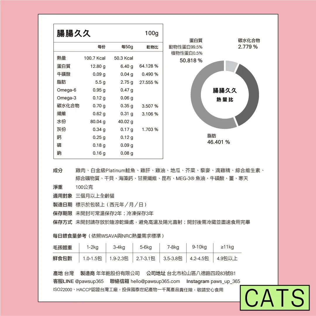 年年 貓咪主食鮮食包【腸腸久久】銀鮭干貝雜炊