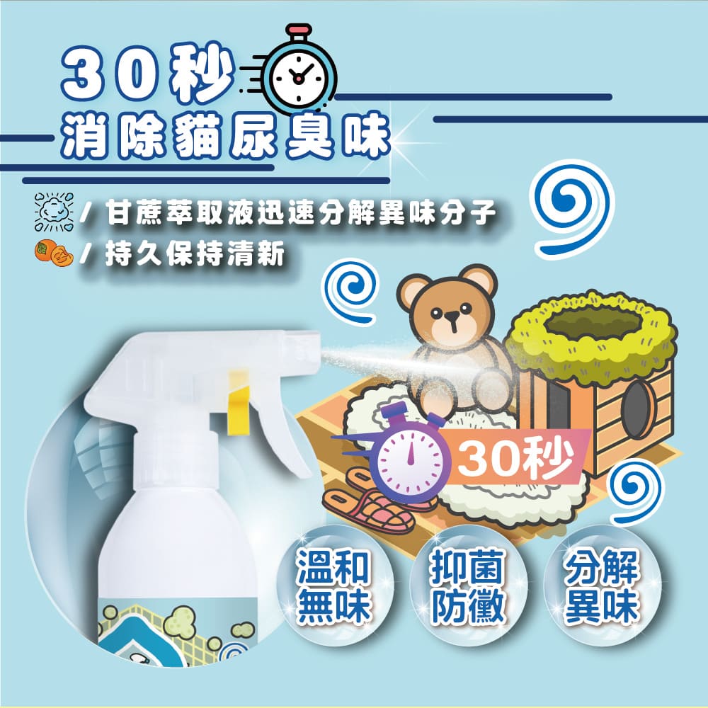 【臭味滾ODOUT】 貓 除臭噴霧 500ml 高效分解異味