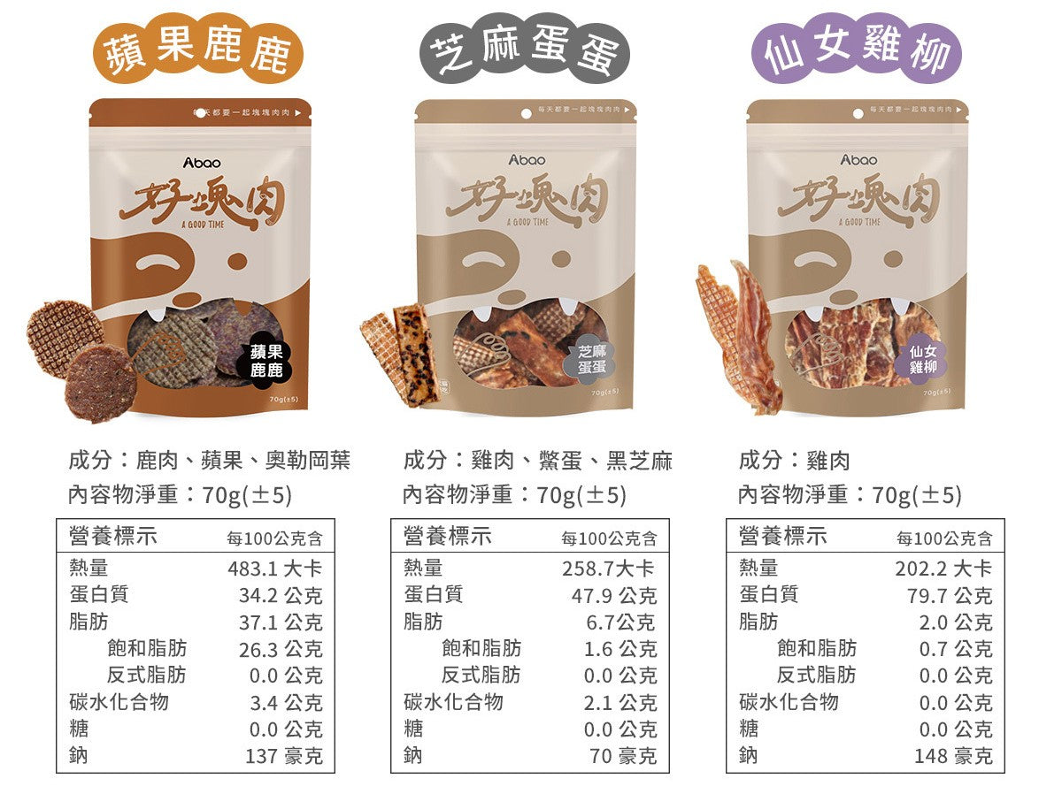 ABAO阿寶-好塊肉-芝麻蛋蛋70g 寵物零食 小寵零食 全齡貓零食 全齡犬零食